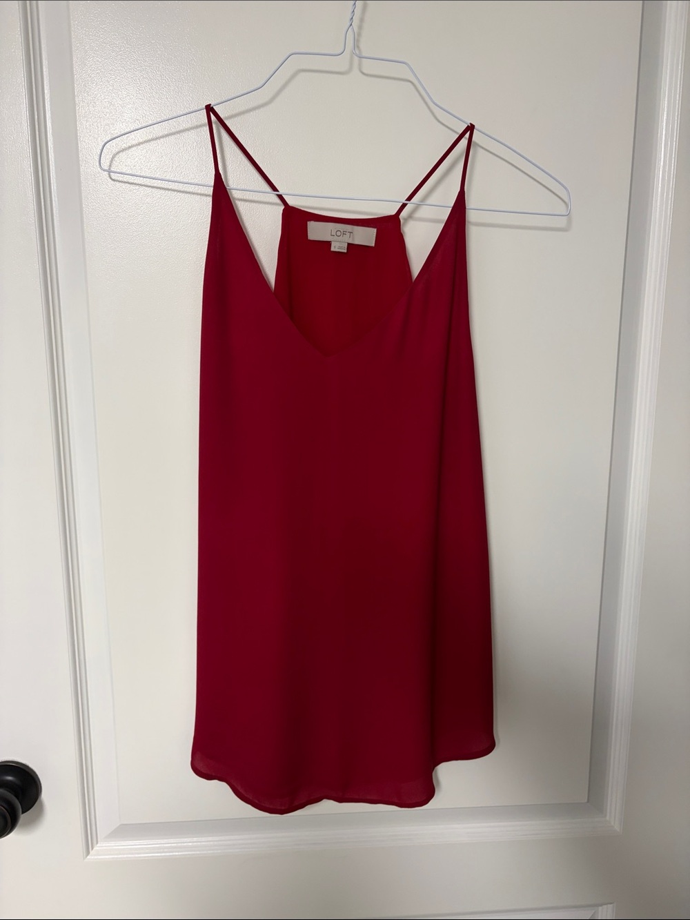LOFT Silk-Feel V-Neck Spaghetti Strap Cami in Rich Red
